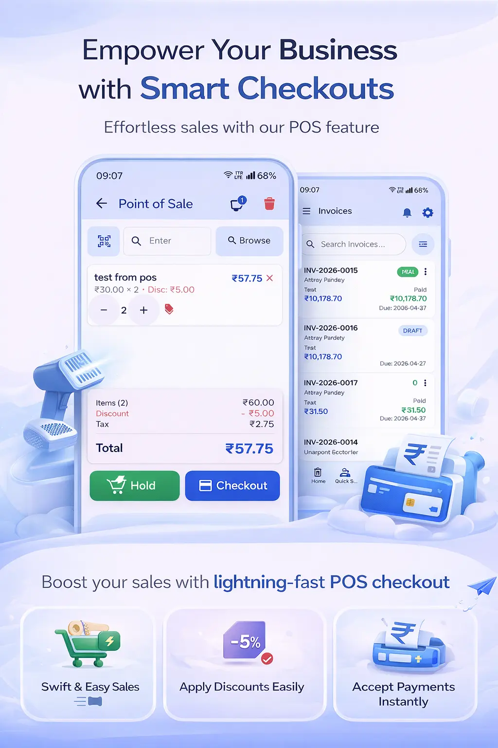 Smart POS checkout for seamless retail billing with Ledgerly