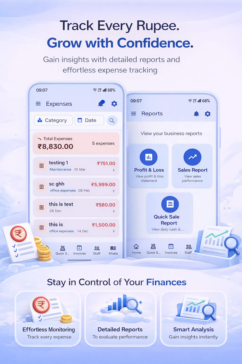 Inventory and expense tracking insights in Ledgerly